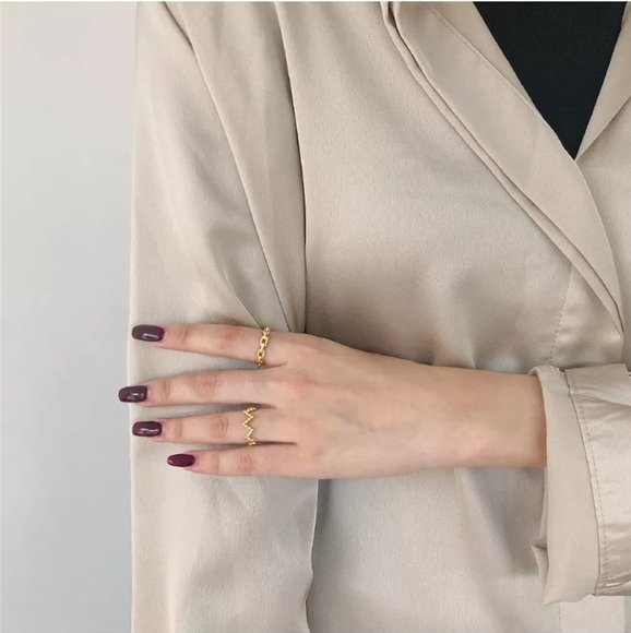 Unisex Cuban Chain 14k Yellow Gold-Plated Ring‎ Adjustable Band Size Small - Picture 14 of 16